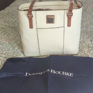Dooney & Bourke New White Pebble Grain Leather Small Lexington Tote Bag NWT $298